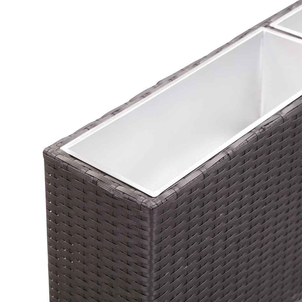 Ζαρντινιέρα Υπερυψωμένη 3 Δοχεία Μαύρη 150x20x40 εκ. Συνθ.Ρατάν