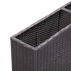 Ζαρντινιέρα Υπερυψωμένη 3 Δοχεία Μαύρη 150x20x40 εκ. Συνθ.Ρατάν