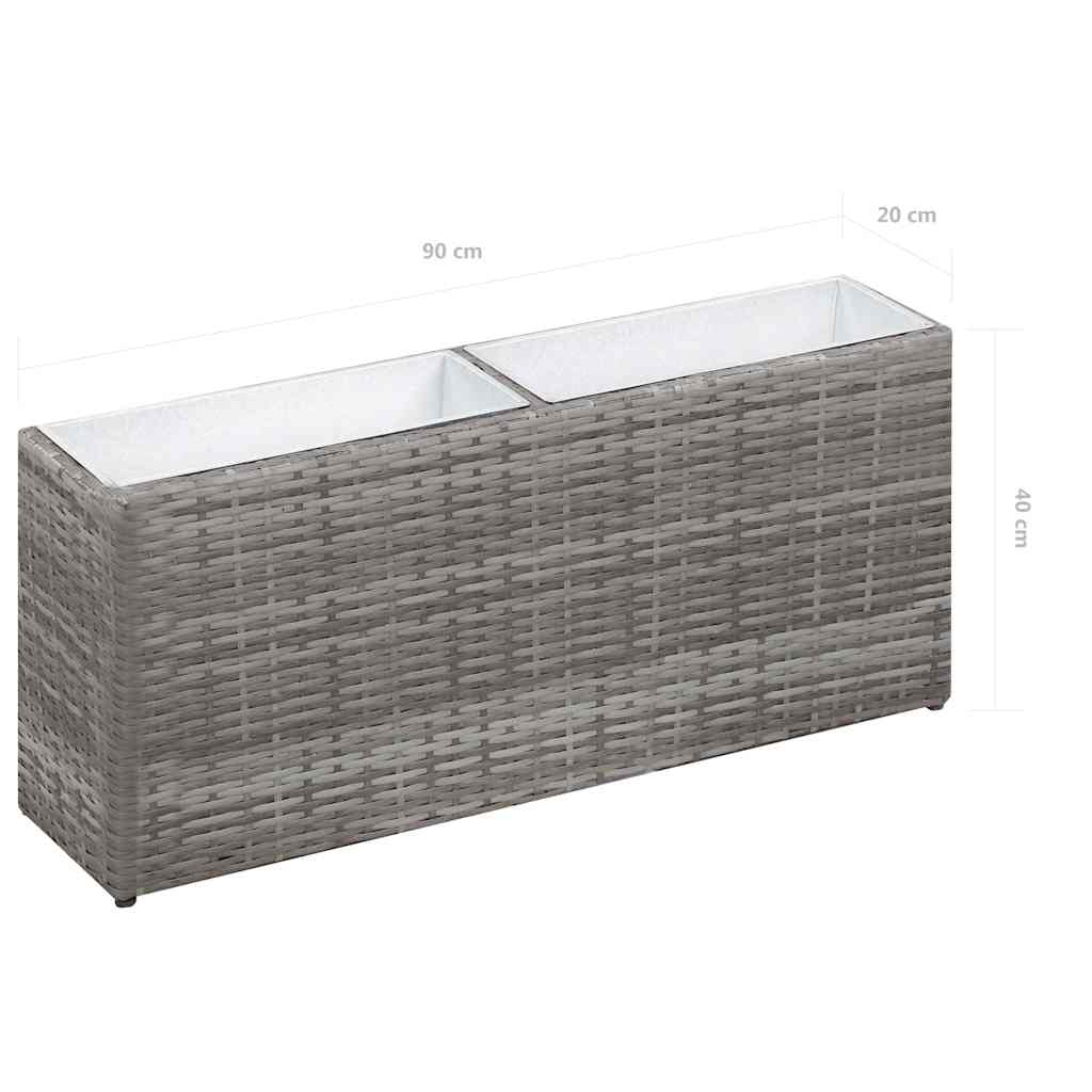 Ζαρντινιέρα Υπερυψωμένη 2 Δοχεία Γκρι 90x20x40 εκ. Συνθ.Ρατάν - Pakobazaar