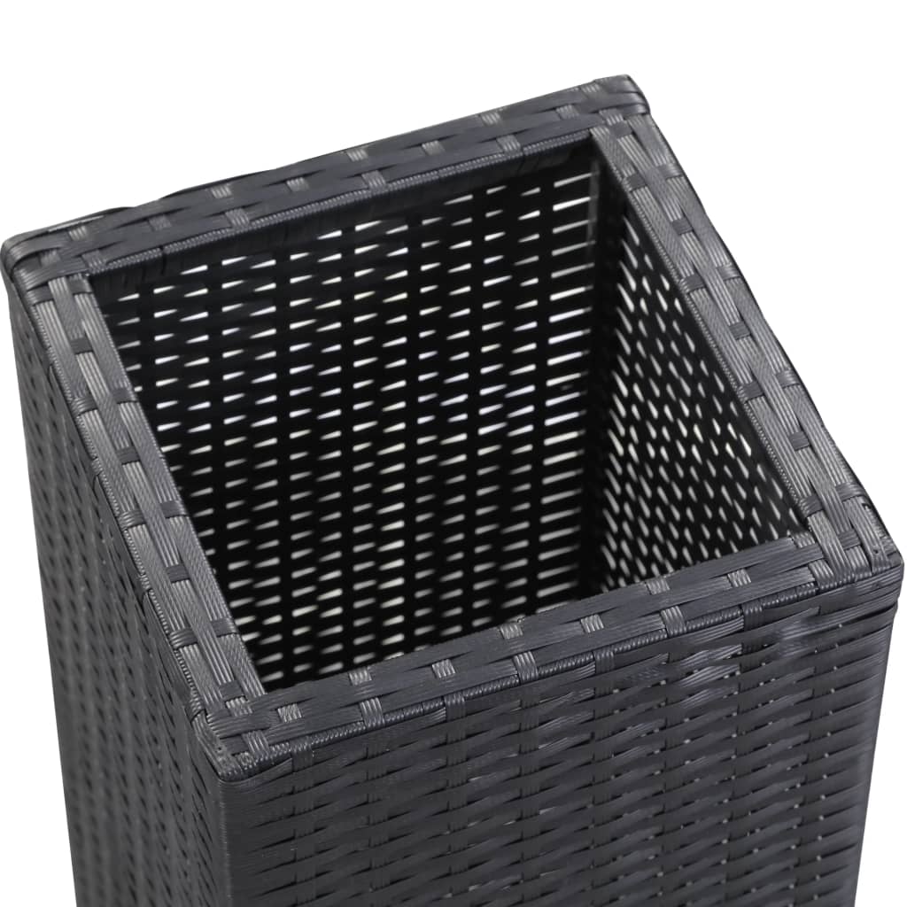Ζαρντινιέρα Υπερυψωμένη Μαύρη 28 x 28 x 80 εκ. Συνθετικό Ρατάν