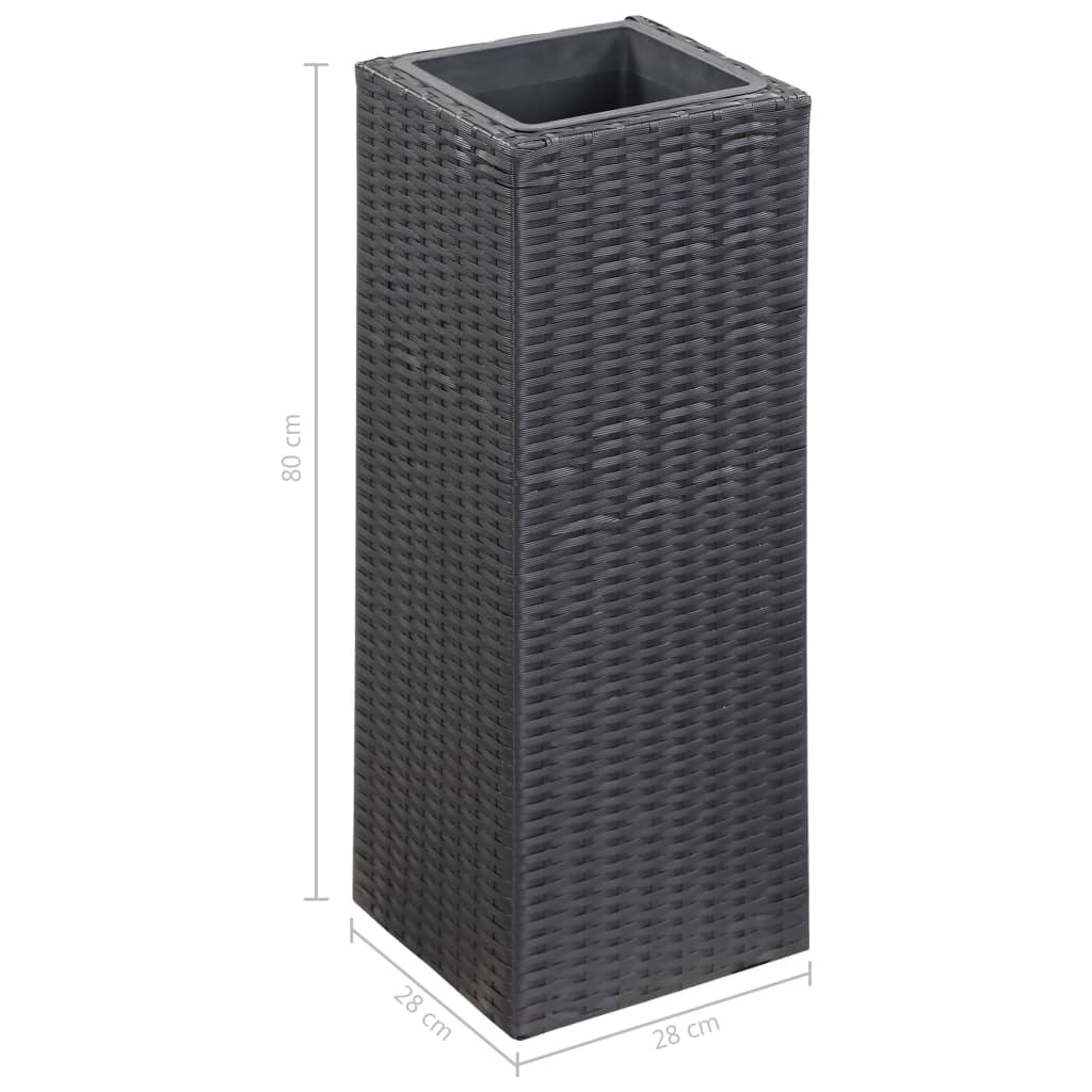 Ζαρντινιέρα Υπερυψωμένη Μαύρη 28 x 28 x 80 εκ. Συνθετικό Ρατάν