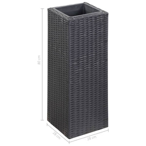 Ζαρντινιέρα Υπερυψωμένη Μαύρη 28 x 28 x 80 εκ. Συνθετικό Ρατάν