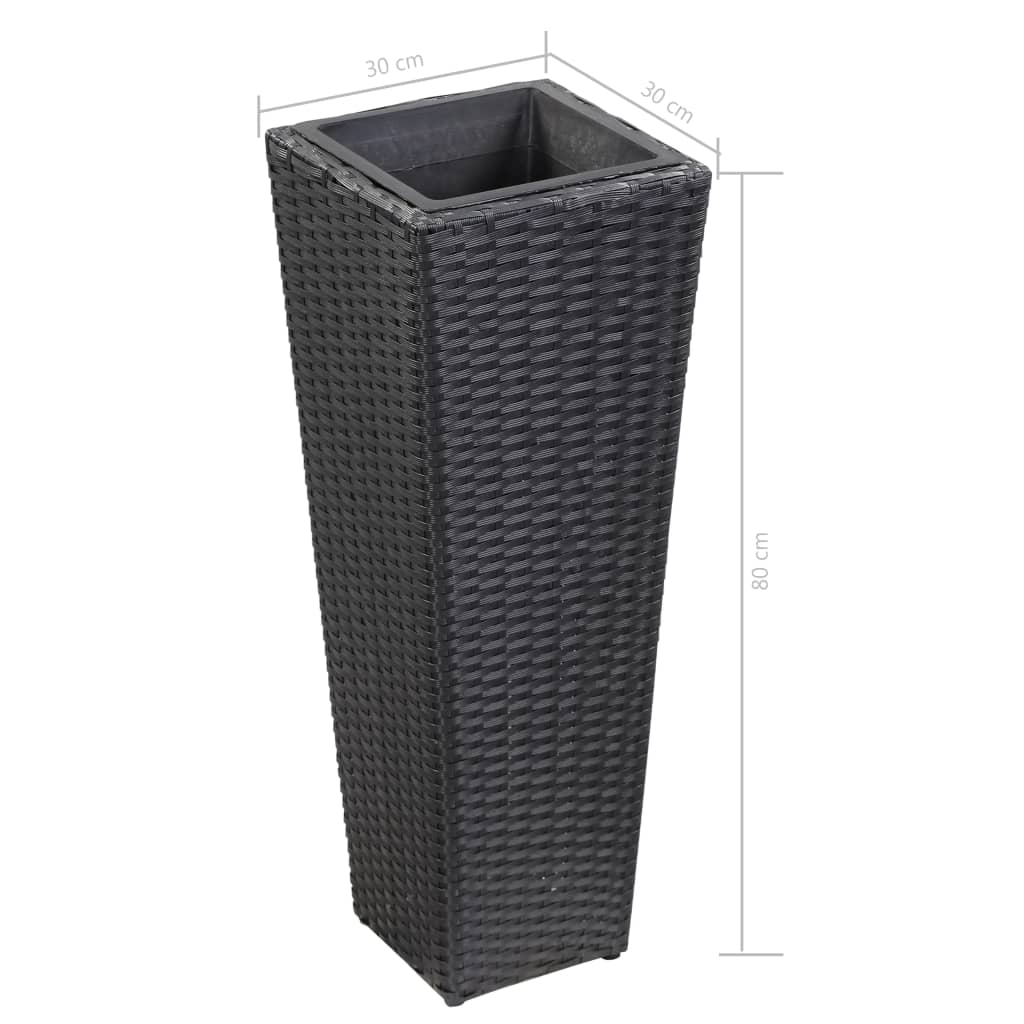 Ζαρντινιέρα Υπερυψωμένη Μαύρη 30 x 30 x 80 εκ. Συνθετικό Ρατάν