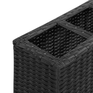 Ζαρντινιέρα Υπερυψωμένη 4 Δοχεία Μαύρη 80x22x79 εκ. Συνθ. Ρατάν