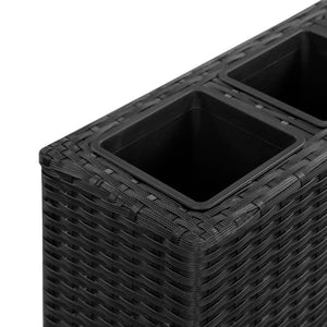 Ζαρντινιέρα Υπερυψωμένη 4 Δοχεία Μαύρη 80x22x79 εκ. Συνθ. Ρατάν