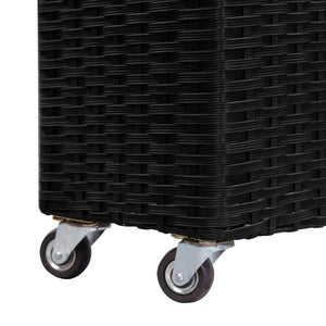 Ζαρντινιέρα Υπερυψωμένη 4 Δοχεία Μαύρη 80x22x79 εκ. Συνθ. Ρατάν