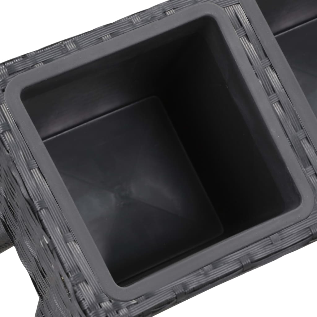 Ζαρντινιέρα Ψηλή με Πόδια/3 Δοχεία Μαύρη 72x25x50 εκ Συνθ.Ρατάν