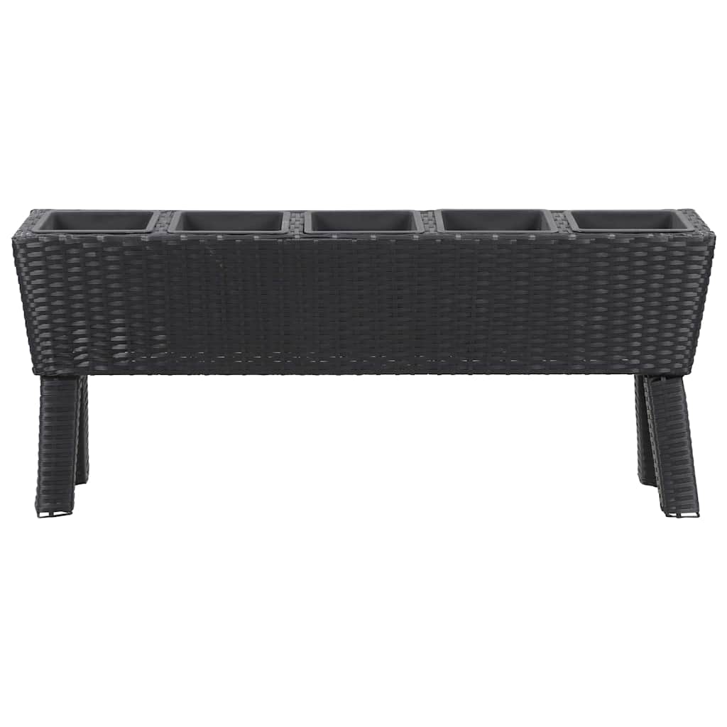 Ζαρντινιέρα Ψηλή με Πόδια/5 Δοχεία Μαύρη 118x25x50εκ Συνθ.Ρατάν