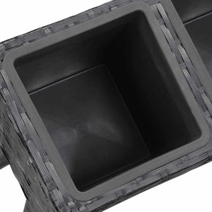 Ζαρντινιέρα Ψηλή με Πόδια/5 Δοχεία Μαύρη 118x25x50εκ Συνθ.Ρατάν