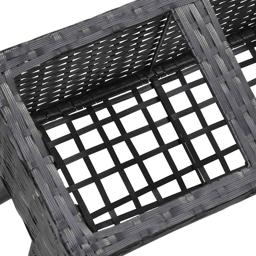 Ζαρντινιέρα Ψηλή με Πόδια/5 Δοχεία Μαύρη 118x25x50εκ Συνθ.Ρατάν
