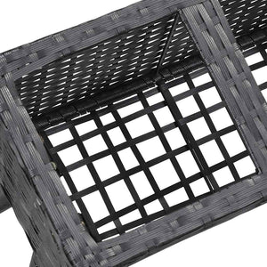 Ζαρντινιέρα Ψηλή με Πόδια/5 Δοχεία Μαύρη 118x25x50εκ Συνθ.Ρατάν