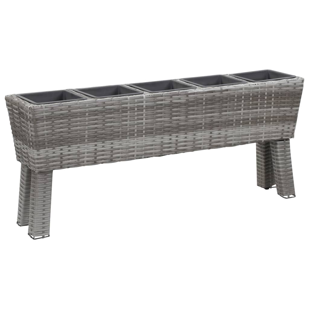 Ζαρντινιέρα Ψηλή με Πόδια/5 Δοχεία Γκρι 118x25x50 εκ Συνθ.Ρατάν - Pakobazaar
