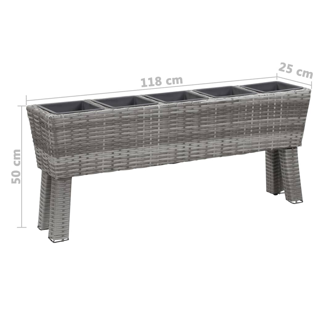 Ζαρντινιέρα Ψηλή με Πόδια/5 Δοχεία Γκρι 118x25x50 εκ Συνθ.Ρατάν - Pakobazaar