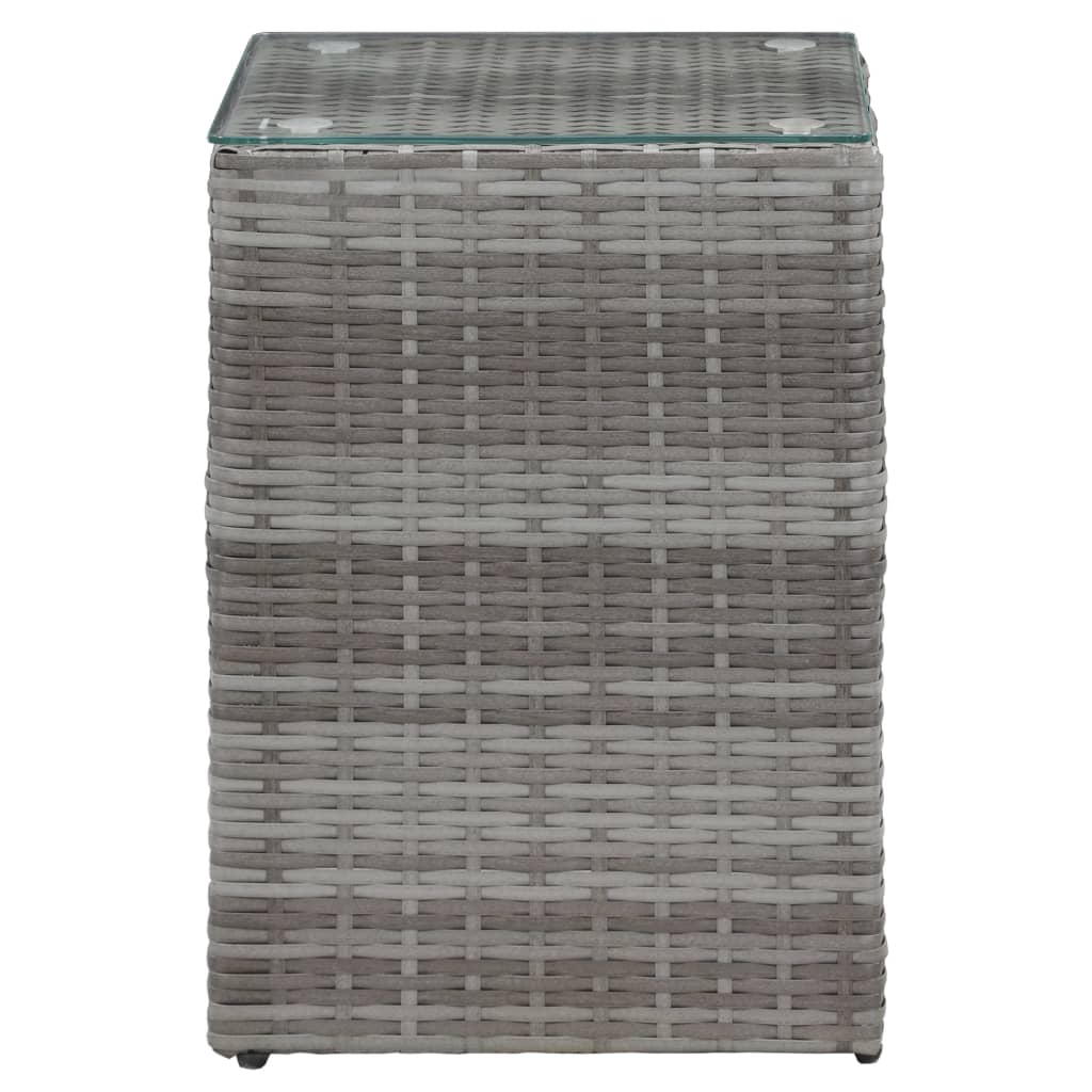 Τραπεζάκι Γκρι 35x35x52 εκ. Συνθετ. Ρατάν με Γυάλινη Επιφάνεια - Pakobazaar