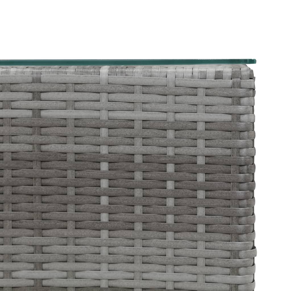 Τραπεζάκι Γκρι 35x35x52 εκ. Συνθετ. Ρατάν με Γυάλινη Επιφάνεια - Pakobazaar