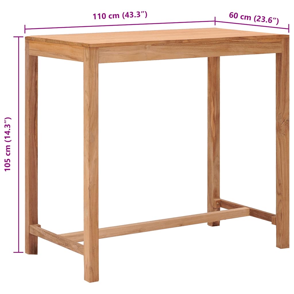 Τραπέζι Μπαρ Κήπου 110 x 60 x 105 εκ. από Μασίφ Ξύλο Teak - PAKOBAZAAR