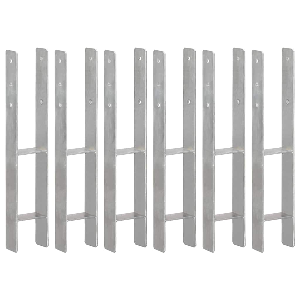Στηρίγματα Περίφραξης 6 τεμ Ασημί 10x6x60 εκ. Γαλβανισμ. Ατσάλι - Pakobazaar