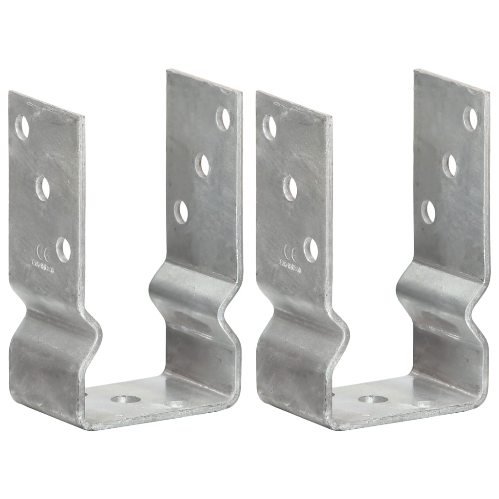 Στηρίγματα Περίφραξης 2 τεμ. Ασημί 8x6x15 εκ. Γαλβανισμ. Ατσάλι