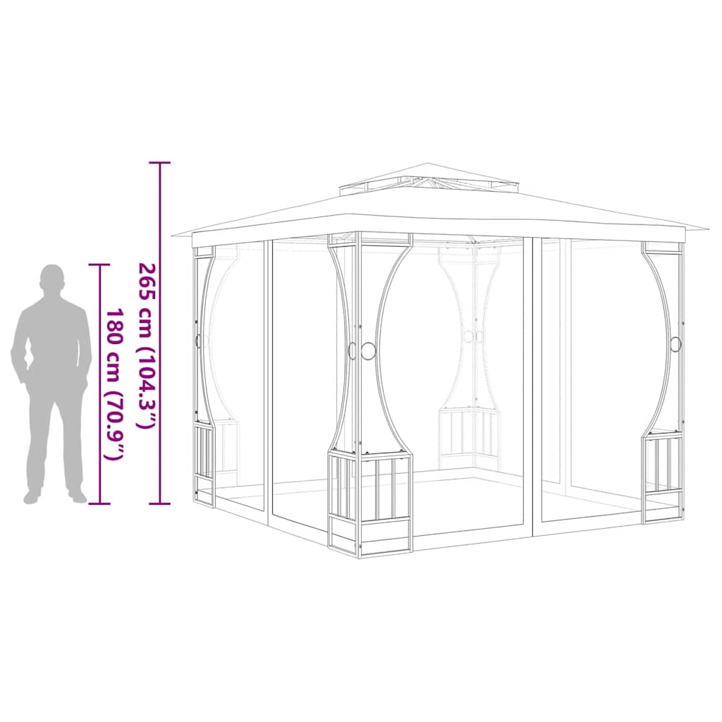 Κιόσκι με Δίχτυα Ανθρακί 300 x 300 x 265 εκ.