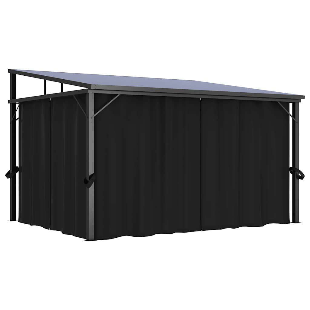 Κιόσκι με Κουρτίνα Ανθρακί 405 x 294 x 244 εκ. - Pakobazaar
