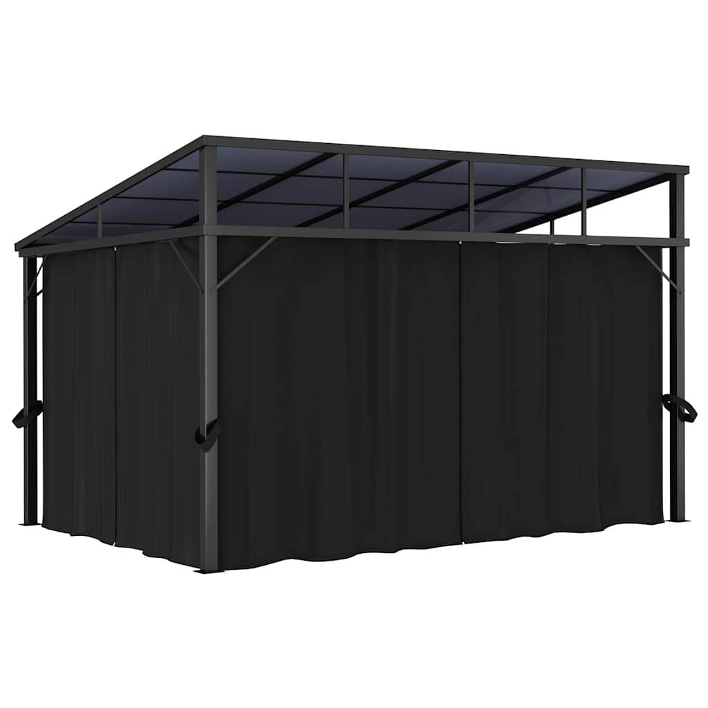 Κιόσκι με Κουρτίνα Ανθρακί 405 x 294 x 244 εκ. - Pakobazaar