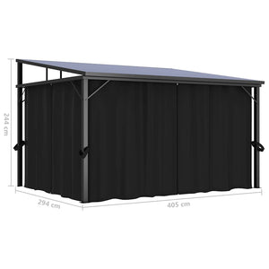 Κιόσκι με Κουρτίνα Ανθρακί 405 x 294 x 244 εκ. - Pakobazaar