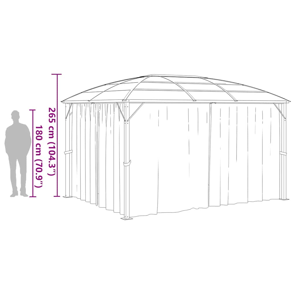 Κιόσκι με Κουρτίνες Ανθρακί 400 x 300 x 265 εκ.