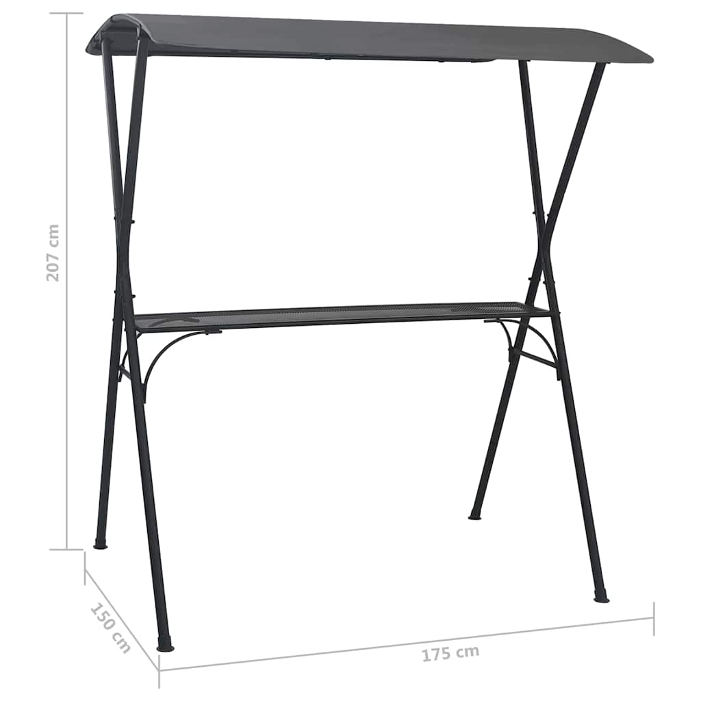 Τραπέζι Μπαρ με Οροφή Ανθρακί 175 x 150 x 207 εκ. Ατσάλινο