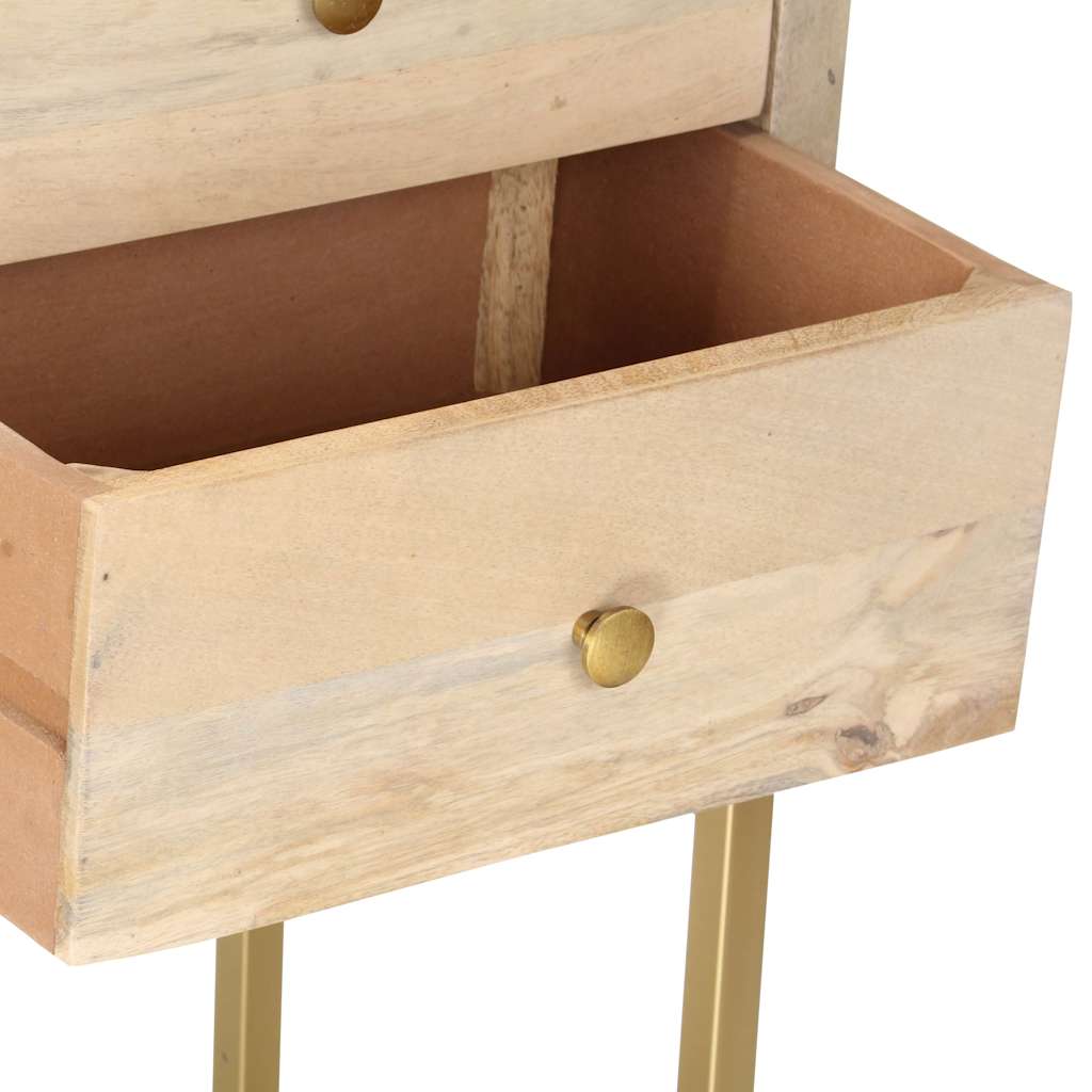 Μπουφές Χρυσός 120 x 30 x 75 εκ. από Μασίφ Ξύλο Μάνγκο