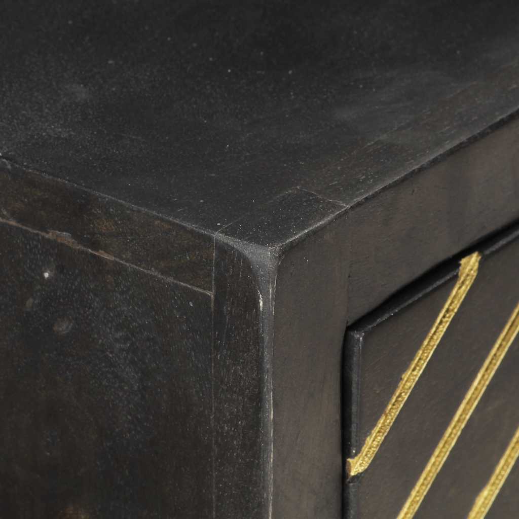 Τραπέζι Κονσόλα Μαύρο / Χρυσό 90x30x75 εκ. Μασίφ Ξύλο Μάνγκο - PAKOBAZAAR
