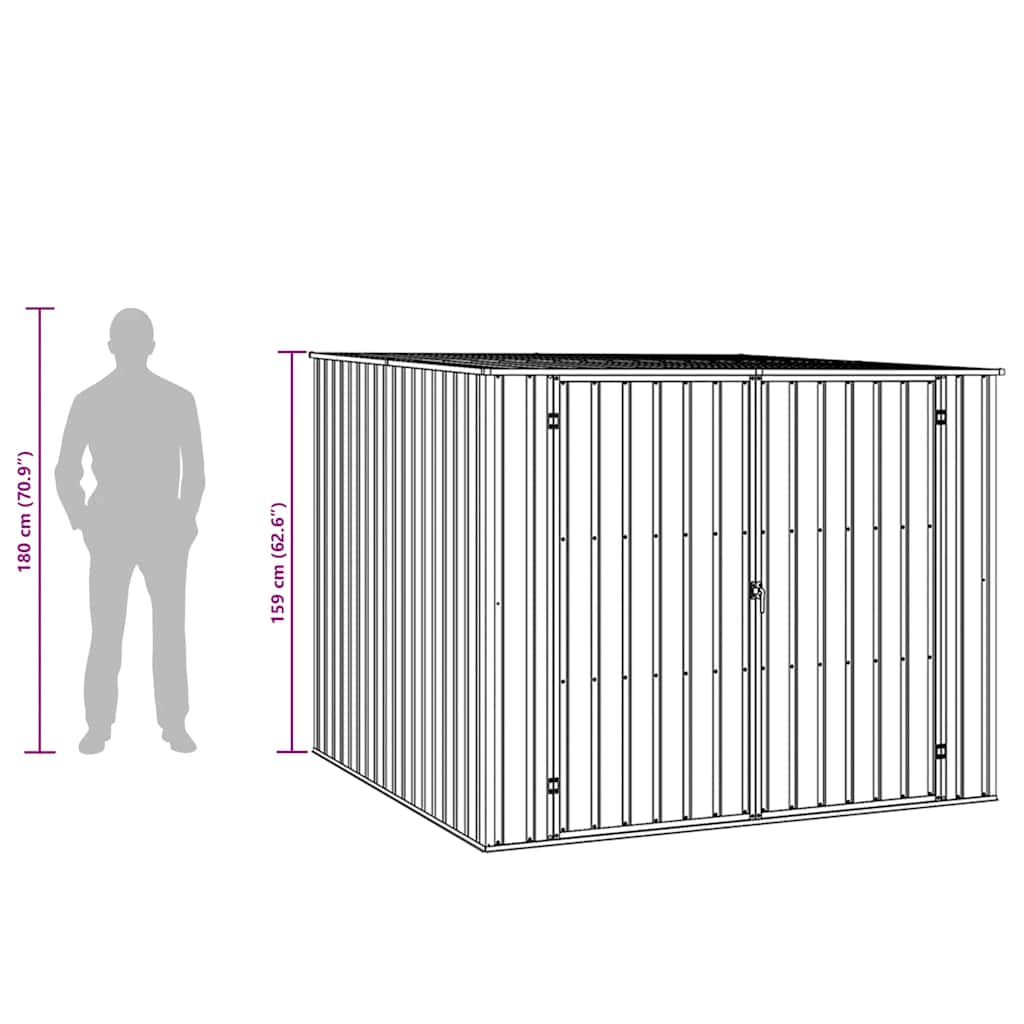 Αποθήκη Κήπου Γκρι 195 x 198 x 159 εκ. από Γαλβανισμένο Ατσάλι - Pakobazaar