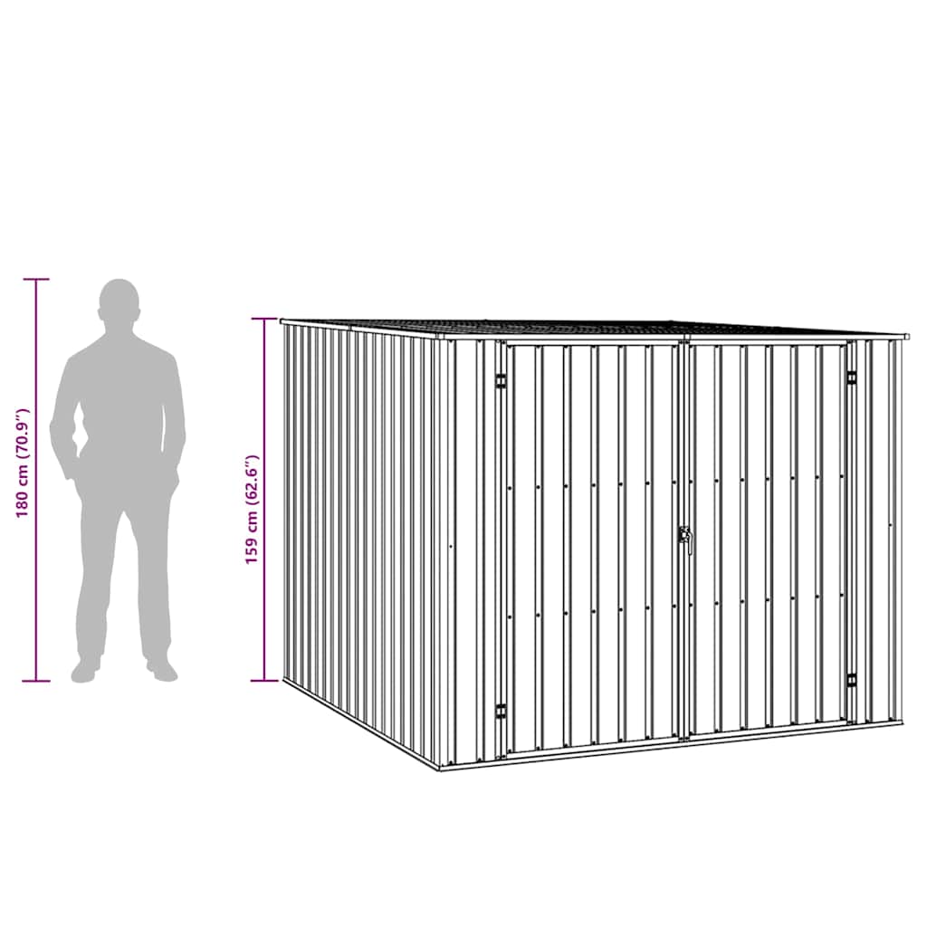 Αποθήκη Κήπου Ανθρακί 195x198x159 εκ. από Γαλβανισμένο Ατσάλι - Pakobazaar