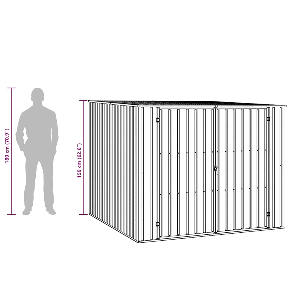 Αποθήκη Κήπου Καφέ 195 x 198 x 159 εκ. από Γαλβανισμένο Ατσάλι - Pakobazaar