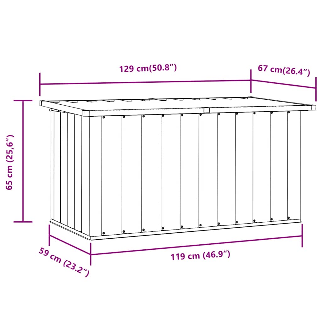 Μπαούλο Αποθήκευσης Κήπου Γκρι 129 x 67 x 65 εκ. - Pakobazaar