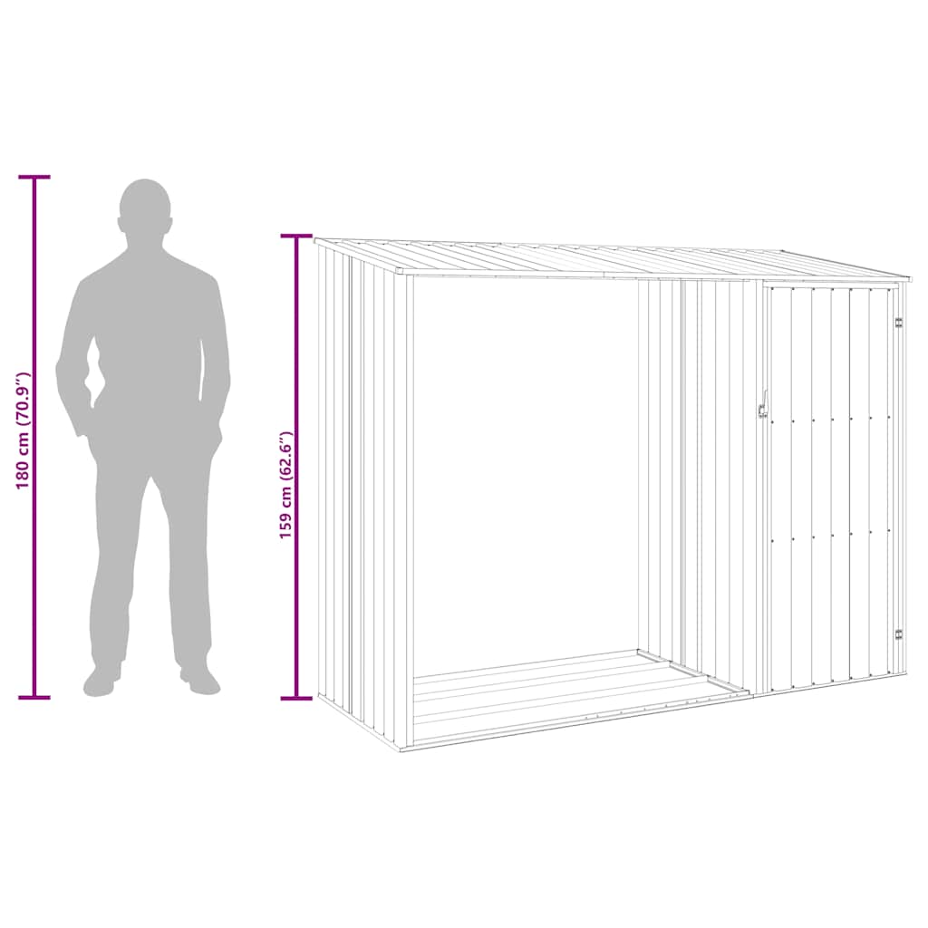 Υπόστεγο Ξύλων/Αποθήκη Κήπου Πράσινο 245x98x159 εκ Γαλβ. Ατσάλι - Pakobazaar