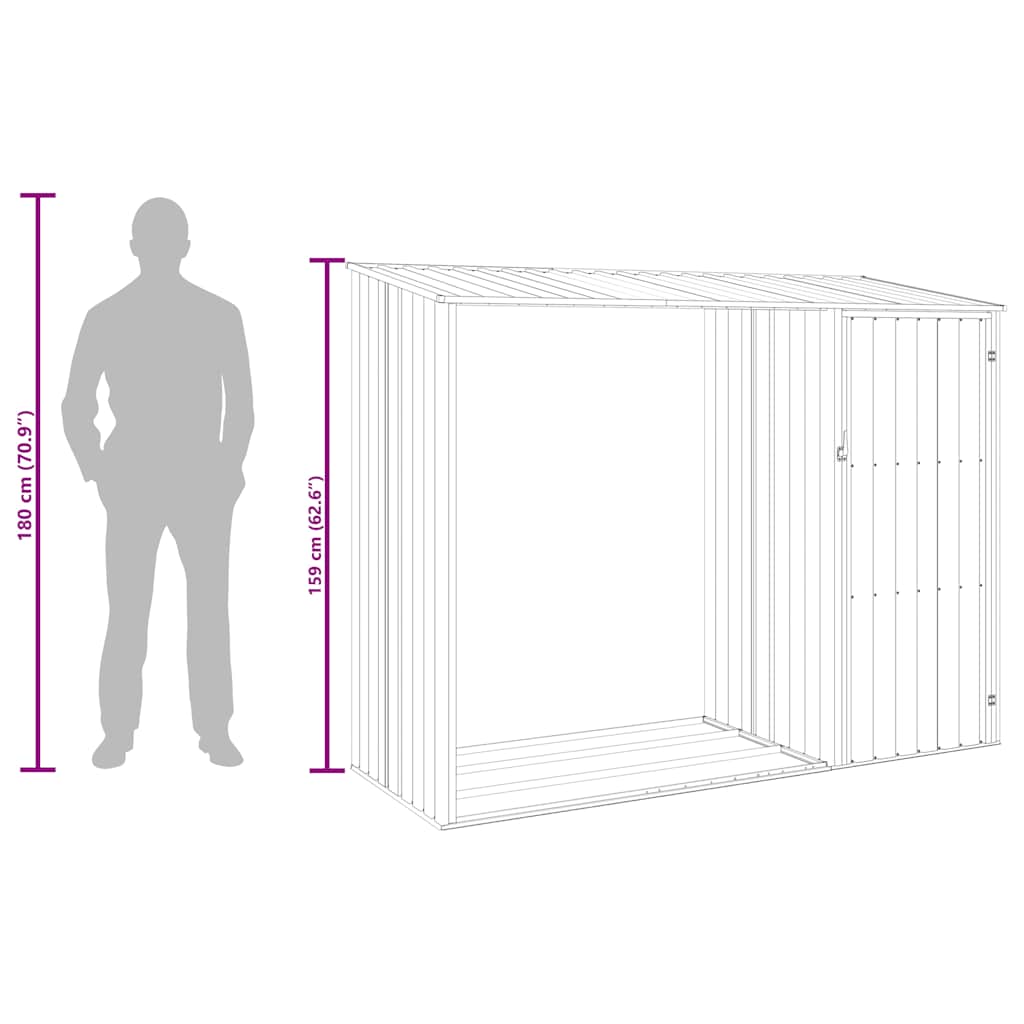 Υπόστεγο Ξύλων/Αποθήκη Κήπου Ανθρακί 245x98x159 εκ Γαλβ. Ατσάλι - Pakobazaar