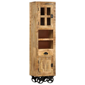 Βιβλιοθήκη με Ρόδες 38x30x143 εκ. Μασίφ Ακατέργαστο Ξύλο Μάνγκο - Pakobazaar