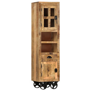Βιβλιοθήκη με Ρόδες 38x30x143 εκ. Μασίφ Ακατέργαστο Ξύλο Μάνγκο - Pakobazaar