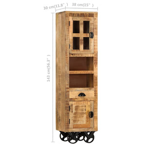 Βιβλιοθήκη με Ρόδες 38x30x143 εκ. Μασίφ Ακατέργαστο Ξύλο Μάνγκο - Pakobazaar