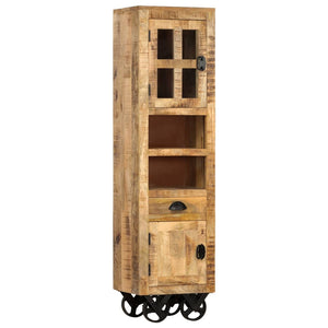 Βιβλιοθήκη με Ρόδες 38x30x143 εκ. Μασίφ Ακατέργαστο Ξύλο Μάνγκο - Pakobazaar