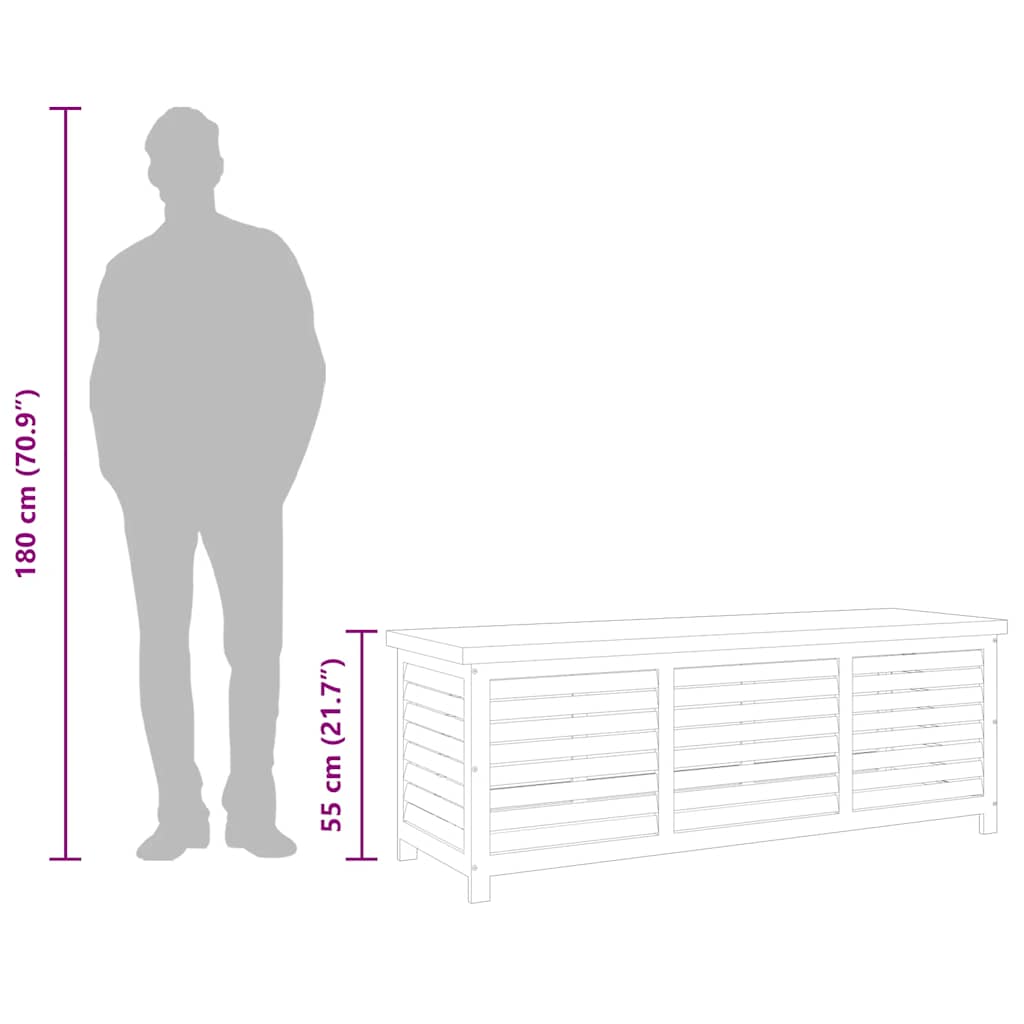 Μπαούλο Αποθήκευσης Κήπου 150x50x55 εκ. Μασίφ Ξύλο Ευκαλύπτου