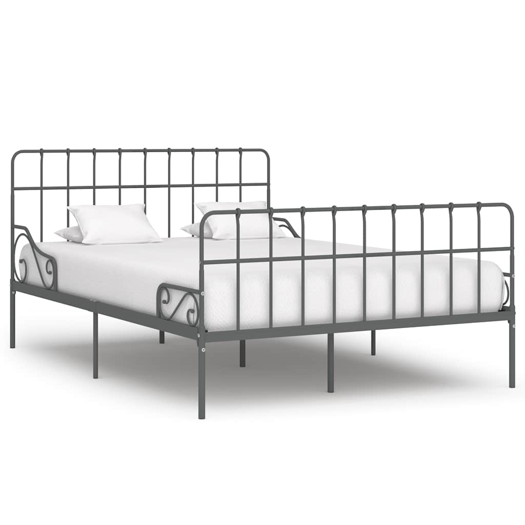 Πλαίσιο Κρεβατιού με Τελάρο Γκρι 160 x 200 εκ. Μεταλλικό
