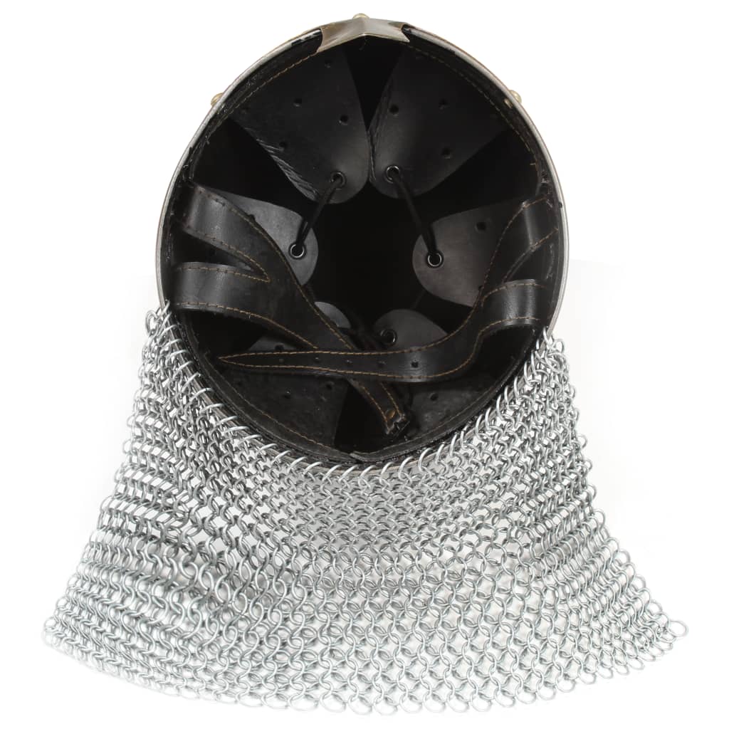 Κράνος Σταυροφόρου Ιππότη Ρέπλικα Αντικέ LARP Ασημί Ατσάλινο - Pakobazaar