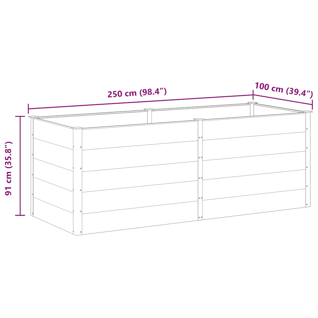 Ζαρντινιέρα Υπερυψωμένη Γκρι 250 x 100 x 91 εκ. από WPC