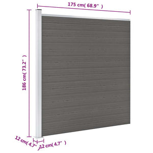 Πάνελ Περίφραξης Γκρι 175 x 186 εκ. από WPC - Pakobazaar