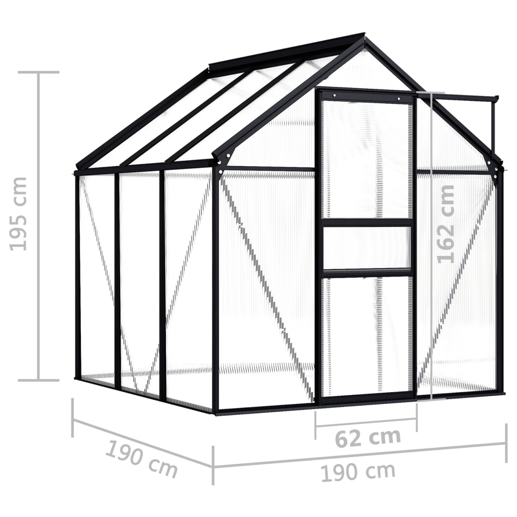 Θερμοκήπιο Ανθρακί 3,61 μ³ Αλουμινίου - Pakobazaar