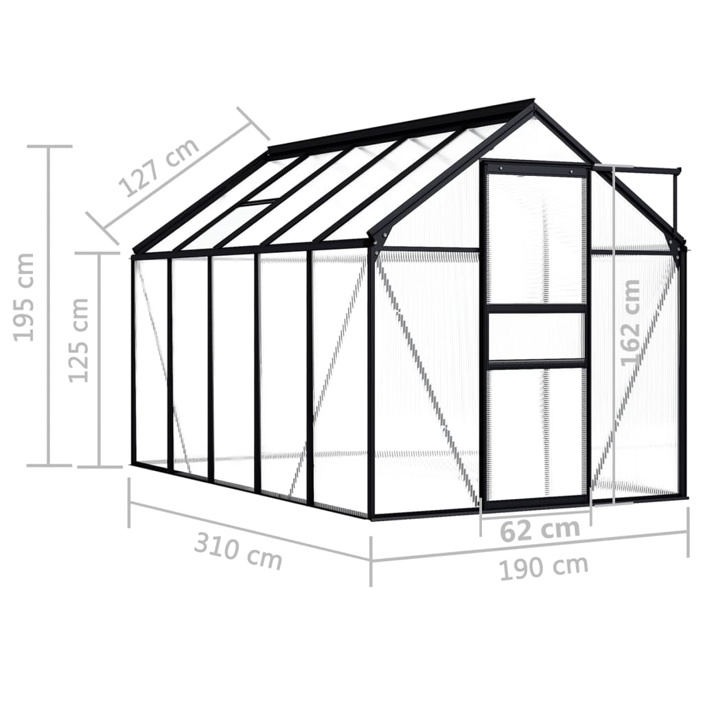 Θερμοκήπιο Ανθρακί 5,89 μ³ Αλουμινίου - Pakobazaar