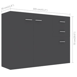 Μπουφές Γκρι 105 x 30 x 75 εκ. από Επεξ. Ξύλο