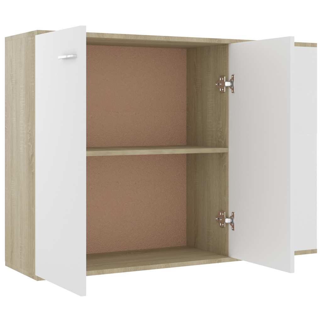 Μπουφές Λευκό / Sonoma Δρυς 105 x 30 x 75 εκ. από Επεξ. Ξύλο