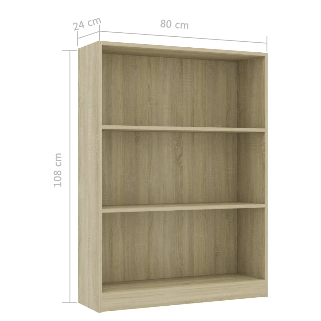 Βιβλιοθήκη Χρώμα Sonoma Δρυς 80 x 24 x 108 εκ. από Μοριοσανίδα